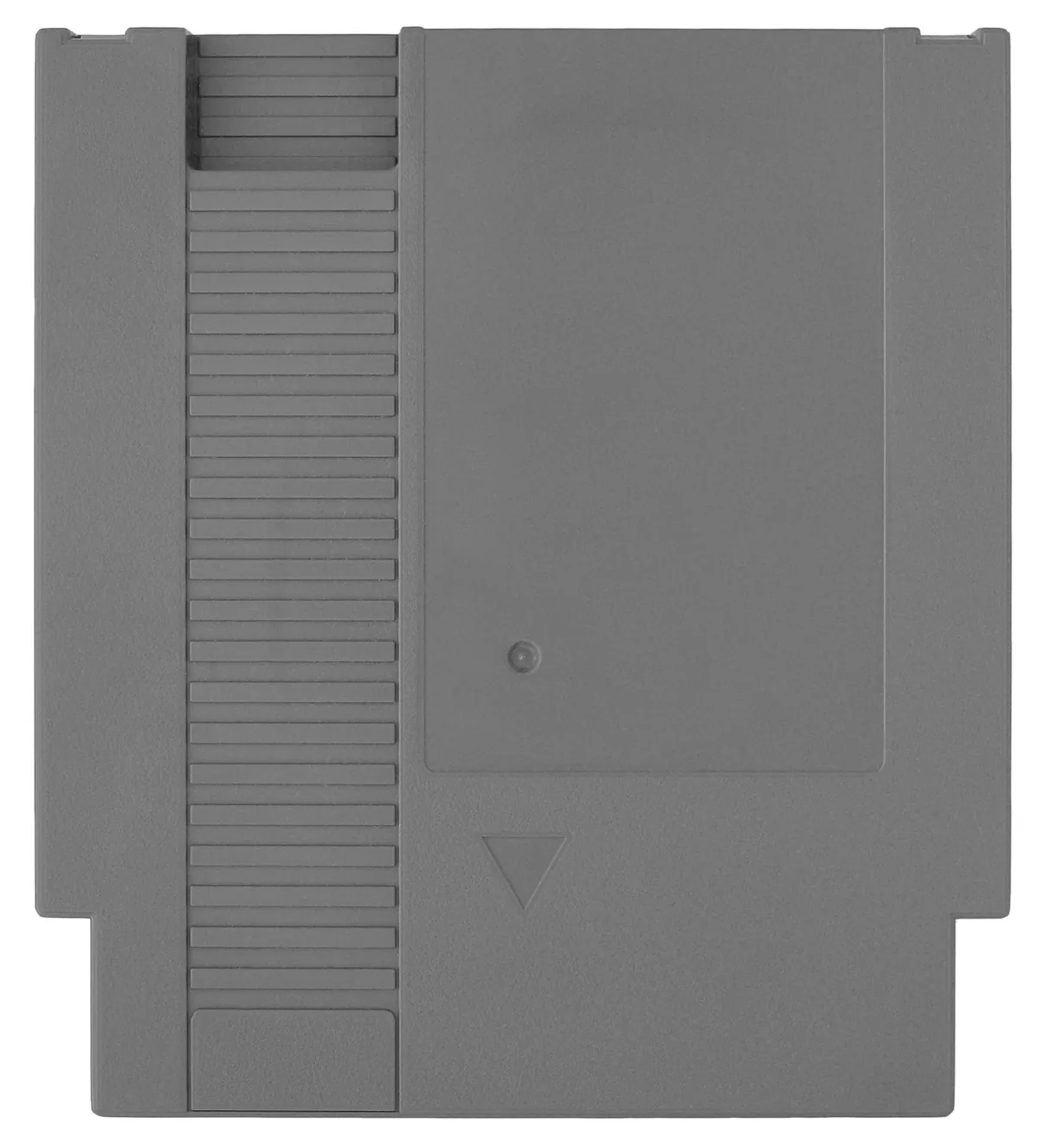 Cartucho de NES sem rótulo de jogo, plástico cinza em pé sobre fundo branco